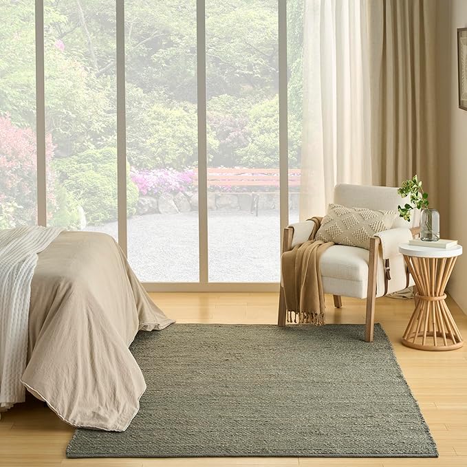 Nourison Home Natural Jute Sage 4' x 6' Area Rug - Easy Clean, Non Shedding, Bed Room, Living Room, Dining Room, Kitchen (4' x 6')