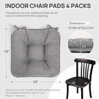 Love's cabin Memory Foam Chair Cushions Set of 4, 19"x19"x3.5" Indoor & Outdoor Seat Pads for Dining, Kitchen, Office, Patio Chairs - Grey