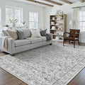 HUGEAR Grey Area Rug 6x9 Machine Washable Living Room Rugs Distressed Neutral Vintage Floral Low Pile Carpet Bedroom Office Dining Room Laundry Room Non Slip Soft Lightweight