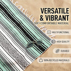 Hydration Nation Authentic Extra Large Mexican Blanket (70"x50") - Handwoven Yoga, Serape- Artisanal Falsa, Beach, Camping, Picnic, Outdoor (Aqua Green)