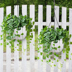 YIKUSH Planters for Outdoor Plants 2 Pack White Plant Pots with Drainage Hole and Absorbing Tray Hanging Planters for Indoor Plants (12 inch, 3 Hooks)