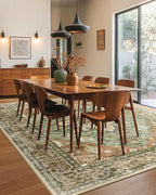 Area Rugs 6'x9' Washable Non-Slip, Floral Vintage Distress Print Pattern Medallion Carpet for Living Room Bedroom Dining Room, Brick Red Rust Neutral Brown Burnt Orange Green