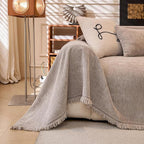 ROOMLIFE Sofa Cover, Boho Couch Cover for 3 Cushion Sofa, Non Slip Chenille Sofa Slipcovers for Dog, Washable Furniture Sofa Protector Cover with Tassel for Living Room, 71''X150”
