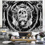 Lifeella Skull Tapestry, Gothic Horror Moon Skeleton Mystic Dark Tapestries for Bedroom Grunge Wall Hanging Black and White 36 x 48 inch