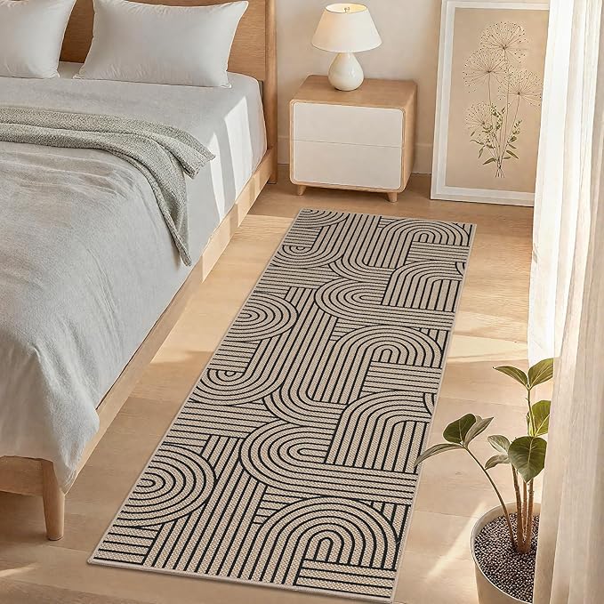GarveeHome Easy Jute 2x8 Runner Rugs Modern Rainbow Rug for Hallway Kitchen Non Slip Indoor Outdoor Runner Door Mat for Laundry Porch Bathroom