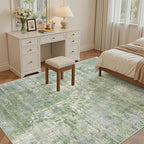 Abstract Rug 5x7 Machine Washable Area Indoor Green Low Pile Non-Slip Foldable Thin Accent Rugs for Bedroom Living Room Dining Room
