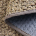 SAFAVIEH Area Rug 8' Square - Natural Fiber Collection - Natural & Grey, Seagrass, Basketweave Pattern with Border (NF114P)