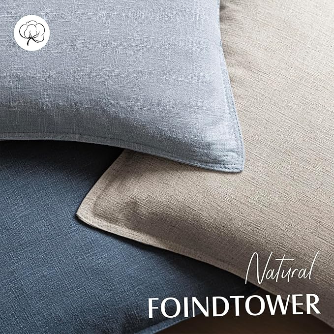 Foindtower Pack of 2, Decorative Linen Soild Throw Pillow Covers Soft Accent Euro Cushion Case Boho Farmhouse Pillowcase for Chair Couch Sofa Bedroom Living Room Home Decor 20 x 20 Inch Sky Blue