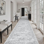 3x20 Hallway Runner Rug - Extra Long Carpet Runners for Hallways 20ft Non Slip Stain Resistant Rugs Runner for Living Room Bedroom 20 Feet Floor Carpet for Kitchen, Grey