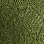 ARTPLAN Outdoor Round Pouf Ottoman Hand Knitted 100% Olifen Pouf Foot Stool, Foot Rest for Couch, Home Decor Pouffe Stuffed Pouf Floor Chair for Living Room, Bedroom,Lounge and Restroom,Army Green