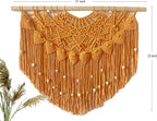 Youngeast Large Macrame Wall Hanging Boho Beaded Curtain for Window Macrame Bedroom Headboard Living Room Wall Art Tassel Tapestry Bohemian Woven Wall Decor 31" W X 25" H (Orange)