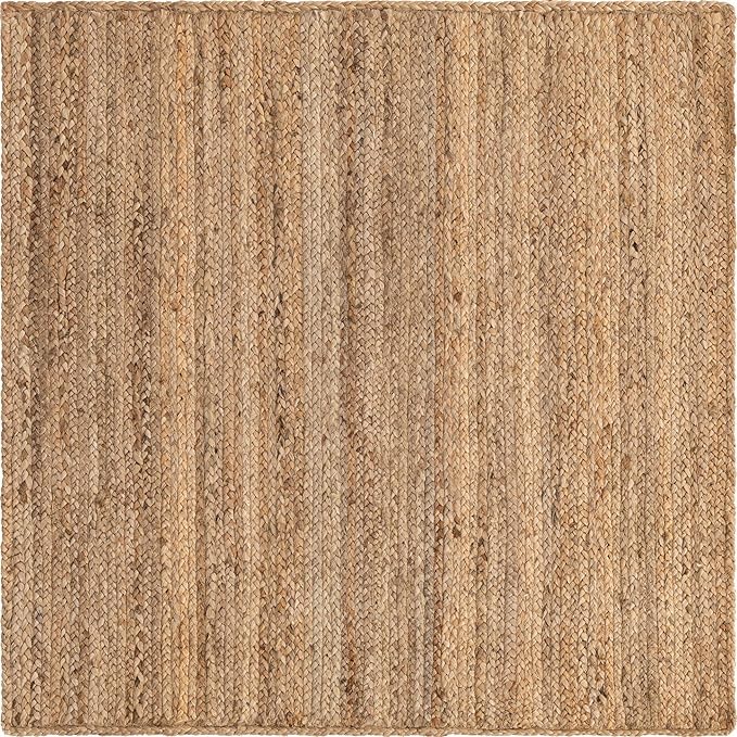 Unique Loom Braided Jute Collection Area Rug - Dhaka (4' 1" Square, Natural)