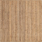 Unique Loom Braided Jute Collection Area Rug - Dhaka (4' 1" Square, Natural)