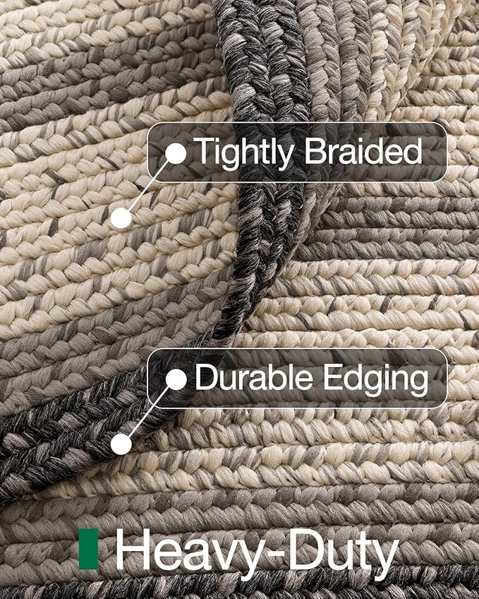 LUMI 3x7 Runner Rug Non Slip for Hallway, Natural Rustic Carpet No Shedding, Farmhouse Braided Area Mat Indoor High Traffic for Living Room, Entryway, Kitchen, Laundry