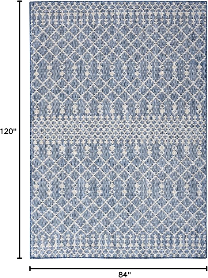 Nourison Home Positano Navy Blue 7' x 10' Area Rug - Easy Clean, Non Shedding, Bed Room, Living Room, Dining Room, Kitchen (7' x 10')
