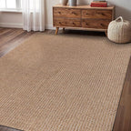 Easy Jute Rug 6x9 Indoor Outdoor Natural Rugs Solid Fiber Rug Woven Area Rug Boho Easy Clean Inside Carpet for Living Room Bedroom Dining Room Hallway or Outdoor Patio Porch (6 X 9 Natural)