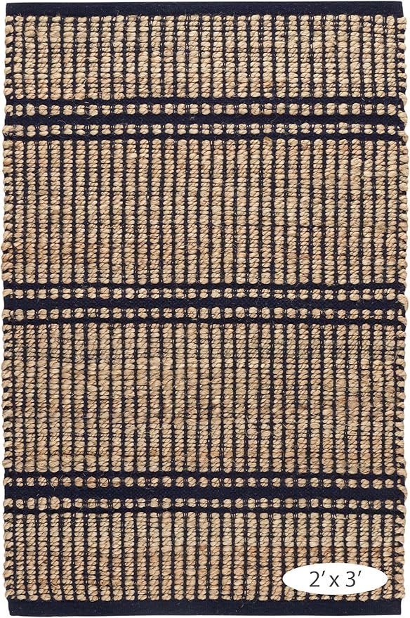 Dash & Albert Arbor Handwoven Jute Rug, 8 X 10 Feet, Navy Stripe Pattern