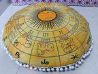 INDIAN CRAFT CASTLE 24" Yellow Zodiac Mandala Barmeri Large Floor Pillow Cover Cushion Meditation Seating Ottoman Throw Cover Hippie Decorative Zipped Bohemian Pouf Ottoman Pom Pom Cases 24" Round