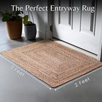Ramanta Home Hand Woven Jute Braided Rug 2'x3' - Natural, Boho Reversible Floor Carpet for Living Room, Farmhouse Accent Rugs for Kitchen, Nursery, Kids Room, Bedroom, Patio - 24X36 Inch