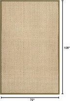 SAFAVIEH Area Rug 6x9 - Natural Fiber Collection - Natural & Olive Green, Seagrass, Basketweave Pattern with Border (NF114G)