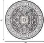Rugs.com Outdoor Aztec Collection Rug – 10 Ft Round Charcoal Gray Flatweave Rug Perfect for Kitchens, Dining Rooms