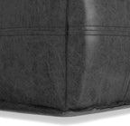 SIMPLIHOME Brody Square Pouf - 18 inch Wide Upholstered Vegan Leather Ottoman in Distressed Black, Boho Footstool, Coffee Table or Extra Seating for Living Room or Bedroom, Assembled