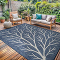 Washable Indoor Outdoor Rug 9x12 Modern Area Rugs Branch Pattern Non Shedding Waterproof Easy Clean Patio Deck Porch Living Room Bedroom Garden RV (9 X 12 Blue)