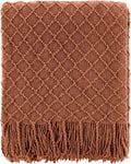 CREVENT Farmhouse Boho Knitted Throw Blanket for Couch Sofa Chair Bed Home Decoration, Soft Warm Cozy Light Weight for Spring Summer Fall (60''X80'' Caramel)