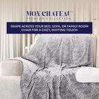 Mon Chateau 60" x 70" Fireside Mélange Throw Blanket, Contrast Stitching Soft Blanket for Queen-Size Bed, Couch, or Sofa, Cozy Home Decor and Stylish Living Room Comfort, Twilight Chevron