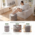 HIGOGOGO Pouf Ottoman Stuffed Round Modern Foam Filled Foot Rest Poufs 20 X 18 Inches Modular Ottomans Separated Into Floor Cushions for Living Room Chair Decorative Stool, Grey