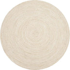 Hausattire Hand Woven Jute Braided Rug, 3’ Round – Off White, Reversible Boho Entry Area Rugs for Kitchen, Living Room I Farmhouse Decorative Floor Rug, 3 Feet Round