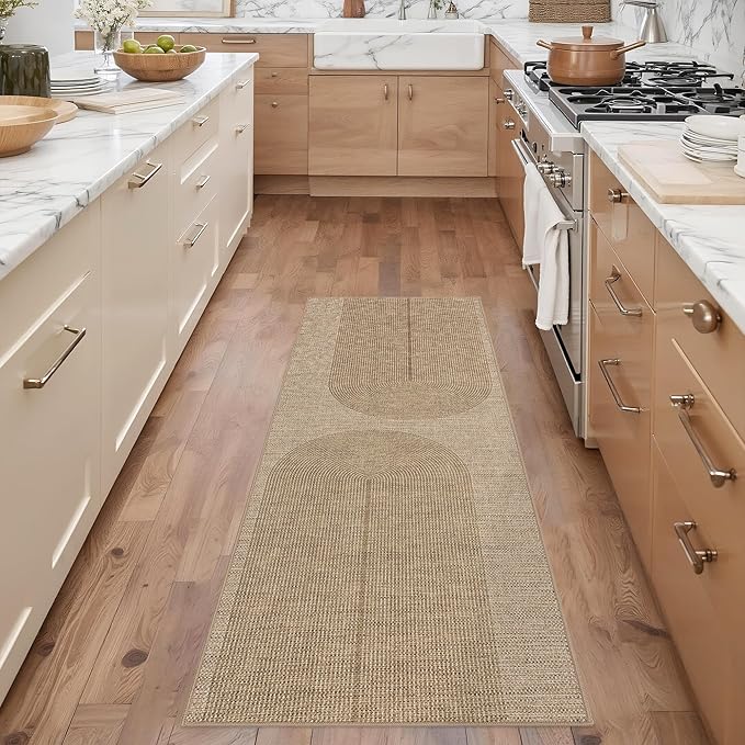Easy Jute Rug 2x6: Indoor Outdoor Natural Boho Area Rugs for Hallway Patio Non Slip - Farmhouse Neutral Contemporary Carpet Mat for Entryway Kitchen Laundry Room Bedroom Washable