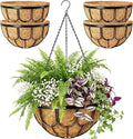 4 Pack 14 Inch Hanging Planters for Outdoor Plants, Black Metal Wire Hanging Flower Baskets with Coco Coir Liner, Large Hanging Plant Pots for Garden, Patio, Balcony, Indoor Home Decor