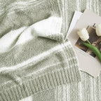 WRENGONGE Sage Green Throw Blanket, 50x70 Soft Cozy Striped Throw Blankets for Couch, Sofa, Bed, Travel, Lightweight Fluffy Warm Plush Decorative Blankets for Women, Men Gift