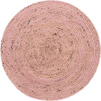 Unique Loom Braided Jute Collection Area Rug - Dhaka (3' 3" Round, Light Pink)