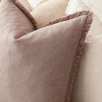 Foindtower Set of 2 Decorative Linen Fringe Lumbar Throw Pillow Covers Farmhouse Cushion Cover with Tassels Soft Accent Pillowcase for Couch Sofa Bed Living Room Home Decor,12×24 Inch,Dusty Pink