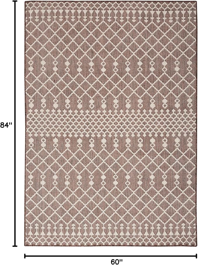 Nourison Home Positano Natural 5' x 7' Area Rug - Easy Clean, Non Shedding, Bed Room, Living Room, Dining Room, Kitchen (5' x 7')
