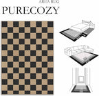 5x7 Checkered Easy Jute Area Rug Outdoor Patio Rug Washable Carpet for Living Room Checkerboard Indoor Outdoor Carpet Farmhouse Non Slip Black Geometric Mat for Backyard Dining Room