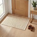 Jute Cotton Hand Woen Rug 2x3 Feet - Natural, Farmhouse Boho Neutral Fiber Floor Rugs Ideal for Entryway, Kitchen, Bedroom, Nursary Room | Beige Reversible Small Area Door Mat for Indoor Outdoor Use