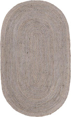 Unique Loom Braided Jute Collection Area Rug - Dhaka (5' 1" x 8' Oval, Gray)