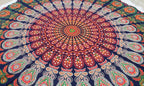 Round Beach Tapestry Turquoise Mandala Throw/Boho Hippie Beach Blanket Roundie/Indian Cotton Bohemian Large Round Table Cloth-Home Decor/Yoga Mat Meditation Picnic Rug (70", Orange And Green)