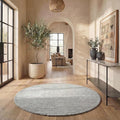 SAFAVIEH Natura Collection Area Rug - 6' Round, Silver, Handmade Wool Blend, Textured Design, Ideal for Living Room, Bedroom, Dining Space (NAT425G)