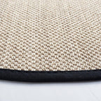 SAFAVIEH Area Rug 6' Round - Natural Fiber Collection - Marble & Black, Sisal, Woven Design with Border (NF143A)