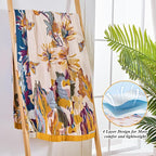 Boho Floral Throw Blanket, 100% Cotton Muslin Ultra Soft Sofa & Couch Cover, Bohemian Home Decor Gauze Quilt (Flower and Butterfly, 80"x90")