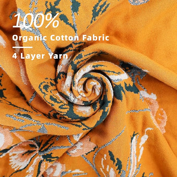 Boho Large Throw Blanket, 100% Organic Cotton Breathable Soft Bed Throw - Floral Bird Farmhouse Decor Blanket for Sofa Couch Chair Quilt and Gift. (Flower-Art, 80" x 90")