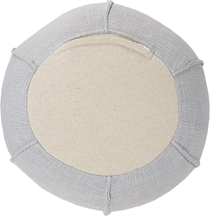 LR Home Gray Striped Cotton Pouf for Home Décor | Hand Made Bohemian Foot Rest for Bedroom & Living Room Décor | 18 x 18 x 14 Stuffed Pouf for Seating