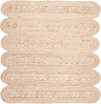 SAFAVIEH Natural Fiber Collection Area Rug - 6' Square, Ivory, Handmade Farmhouse Braided Woven Jute, Ideal for High Traffic Areas in Living Room, Bedroom (NF365A)