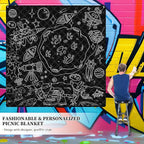 Graffiti Picnic Blanket, 79" x 79" Extra Large Outdoor Picnic Mat, Outdoor Blanket, Beach Blanket, Washable Foldable Portable Blanket for Park Grass/Beach/Camping/Concerts