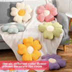 6 Pcs Flower Shaped Pillows Daisy Floor Throw Pillows 15 Inch Flower Seat Cushion for Reading Sofa Couch Bed Decor for Back to School First Day of School(Bright Color)