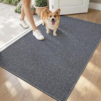 LUMI Ultra Thin Indoor Door Mat for Entrance 32"x48", Non Slip Entryway Mat, Low Profile Doormat, Unique Herringbone Design Carpet for Inside, Patio, Porch, Medium Gray